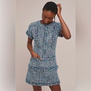 Anthropologie brand Brave + True Blue Tweed Dress.  Size Medium